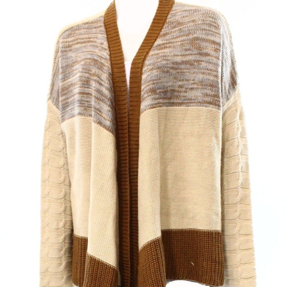 ONE A Colorblock Open Front Cardigan